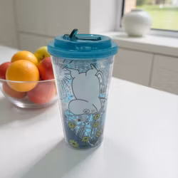 Mumin take away - Dubbelväggig mugg med lock och sugrör