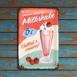 Plåtskylt Milkshake 20x30