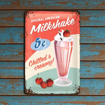 Plåtskylt Milkshake 20x30