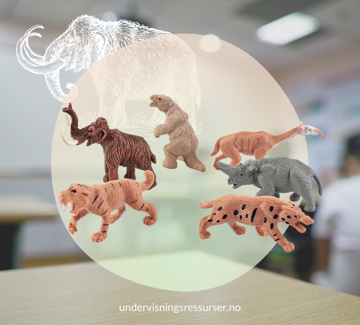 Prehistoriske dyr, forhistoriske dyr, utdødde dyr, 6 stk miniatyrfigurer