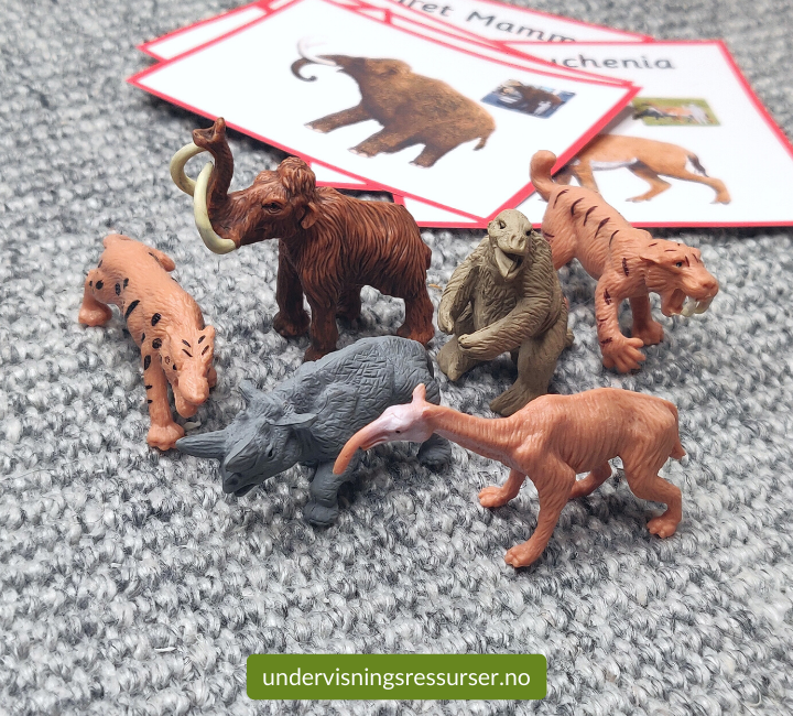 Prehistoriske dyr, forhistoriske dyr, utdødde dyr, 6 stk miniatyrfigurer