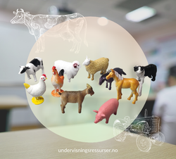 Bondegård, gårdsdyr konkreter, 10 stk miniatyrfigurer