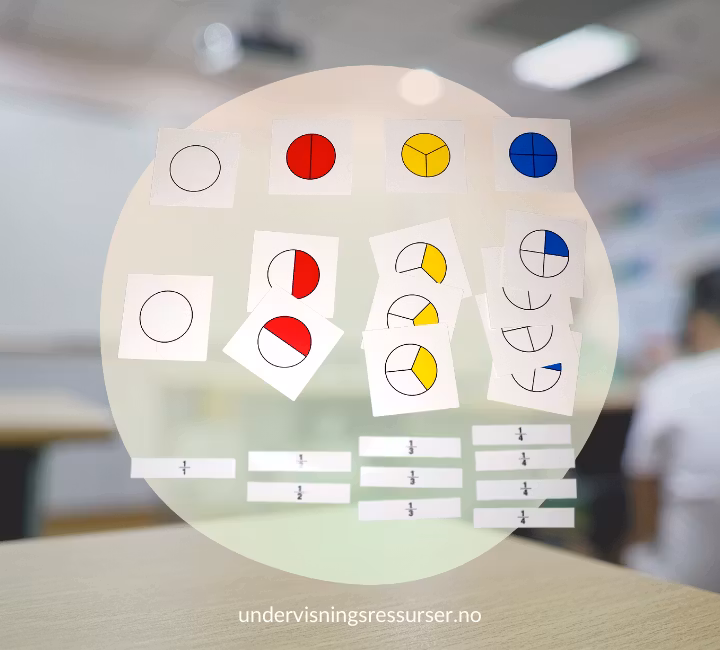 Matematikk kort, flashcards brøk