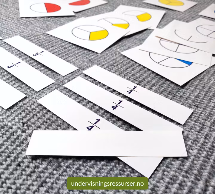 Matematikk kort, flashcards brøk