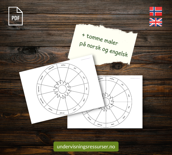 PDF Årshjul - fargeleggingsark - norsk + engelsk