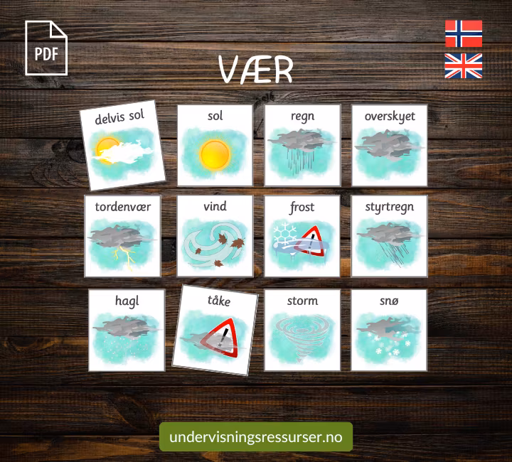 PDF Kalender og vær - store kort til tavla i klasserommet