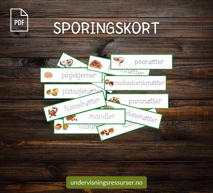 PDF Spiselige nøtter - bildekort, arbeidshefte og egen fordypning - småtrinn og mellomtrinn