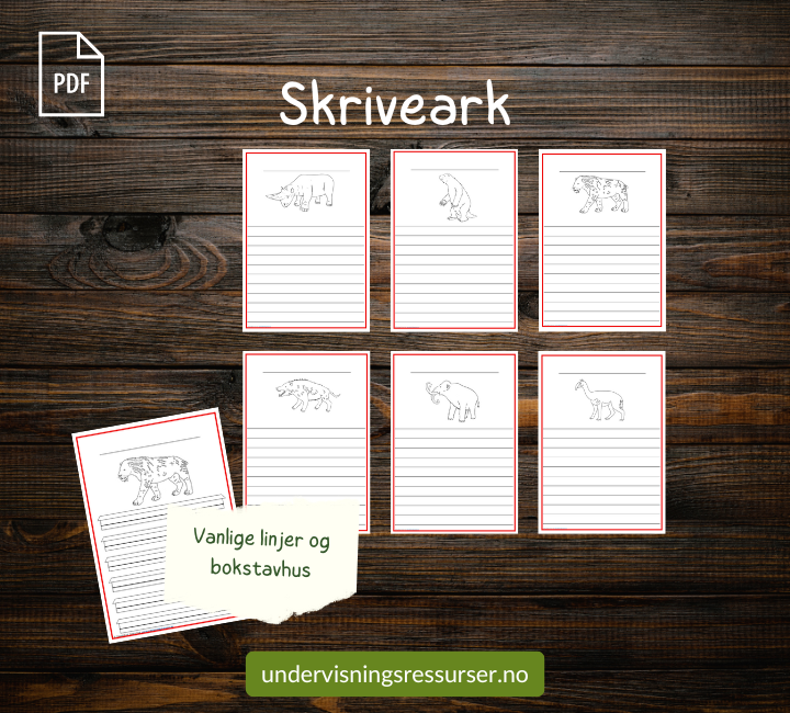 PDF Forhistoriske dyr, istidsdyr - Flashcards, arbeidsark & fargeleggingsark