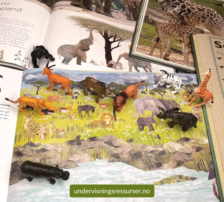 Dyrelivet i Afrika: Miniatyrfigurer, ville dyr, sett 11 stk