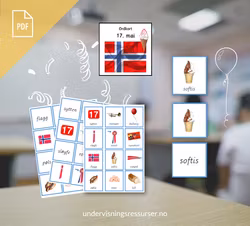 PDF Ordkort: 17. mai - kombiner ord med bilde