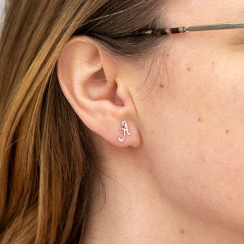 Set Kursiv - Bokstav Örhängen & Halsband i Återvunnet Silver