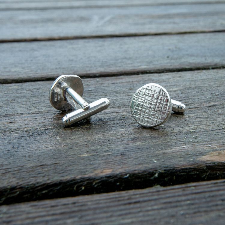 Manchettknappar Cross Hatch i Återvunnet Silver