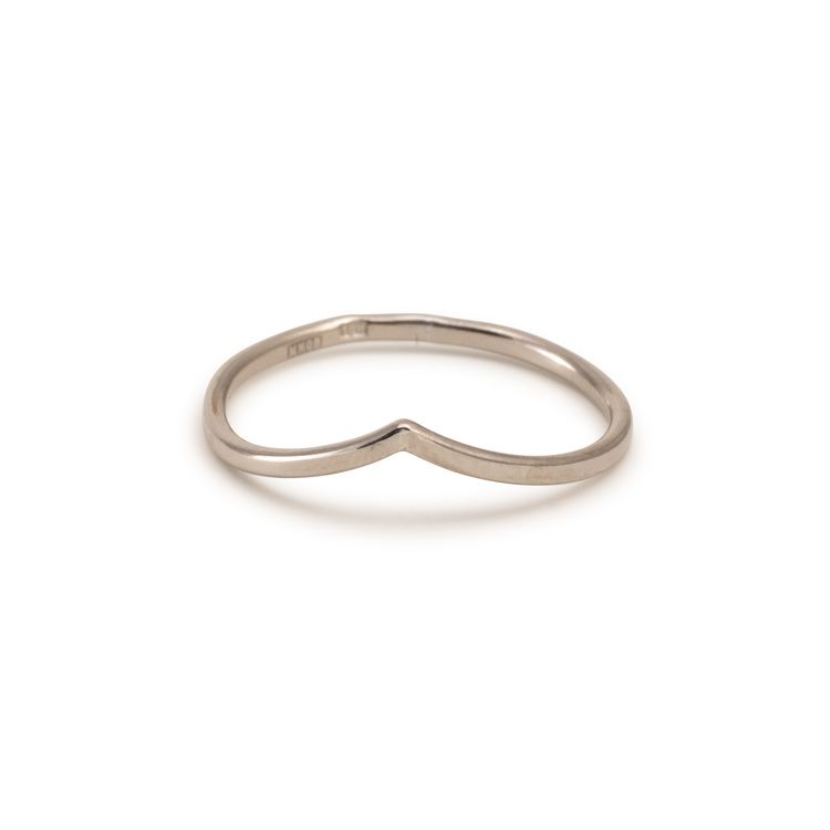 18K V-Ring Tunn Formad Vigselring Guld Chevron