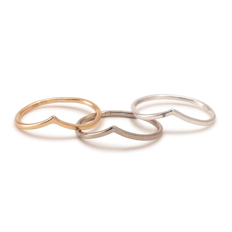 18K V-Ring Tunn Formad Vigselring Guld Chevron