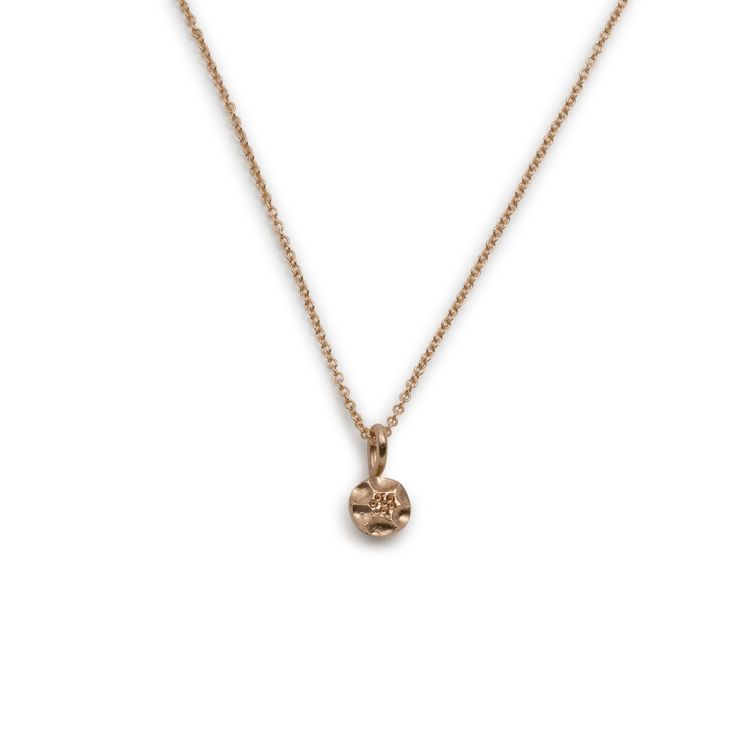 Handgjord Halsband Frö Återvunnet 18k Rödguld Berlock Kedja