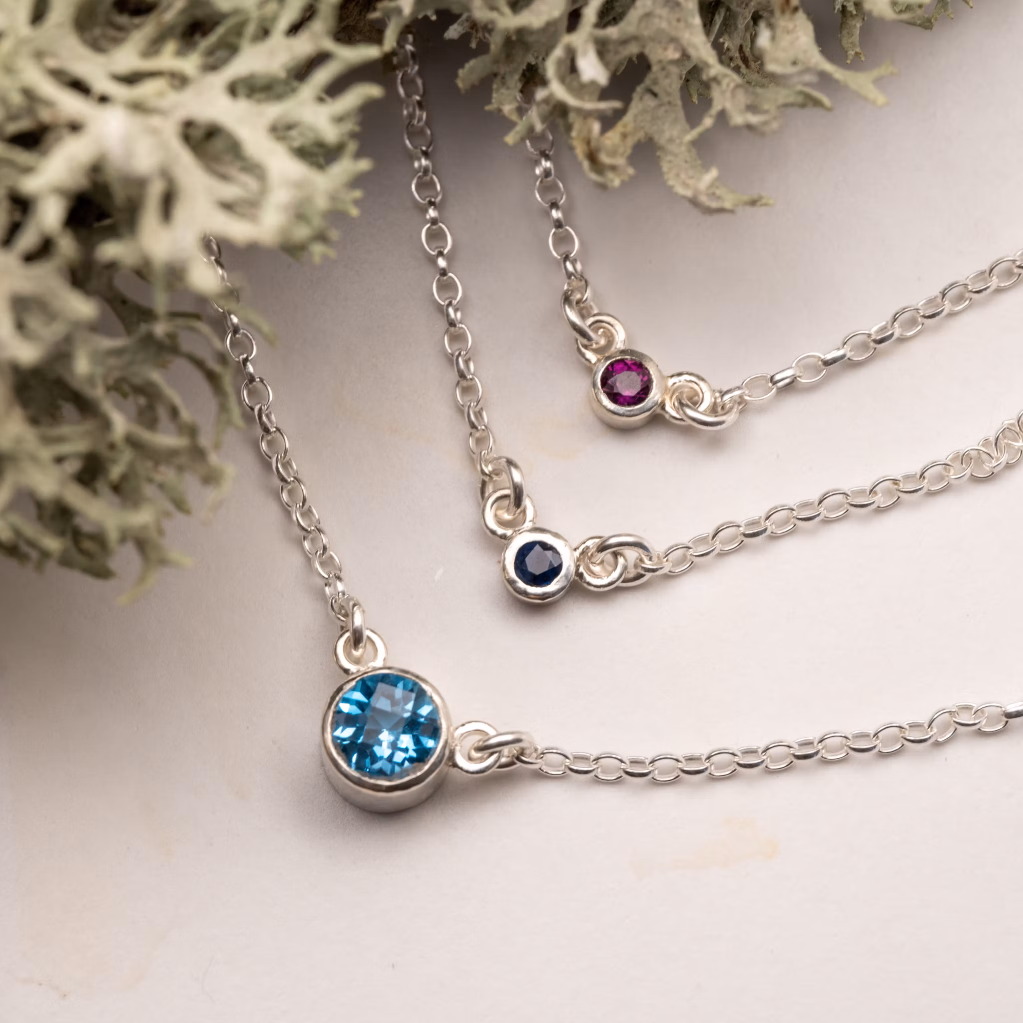 Halsband Safir Återvunnet Silver