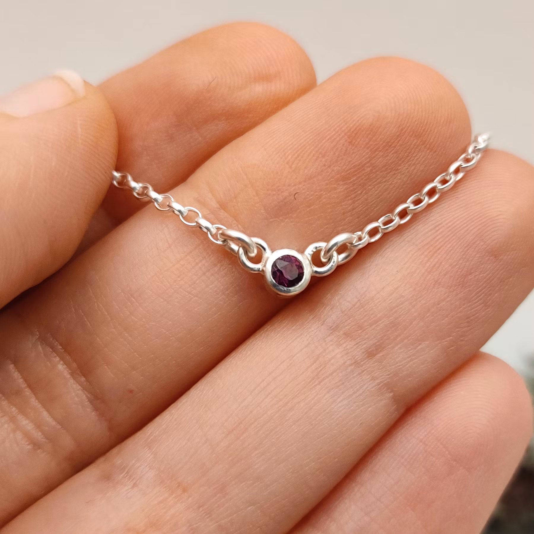 Halsband Rubin Återvunnet Silver