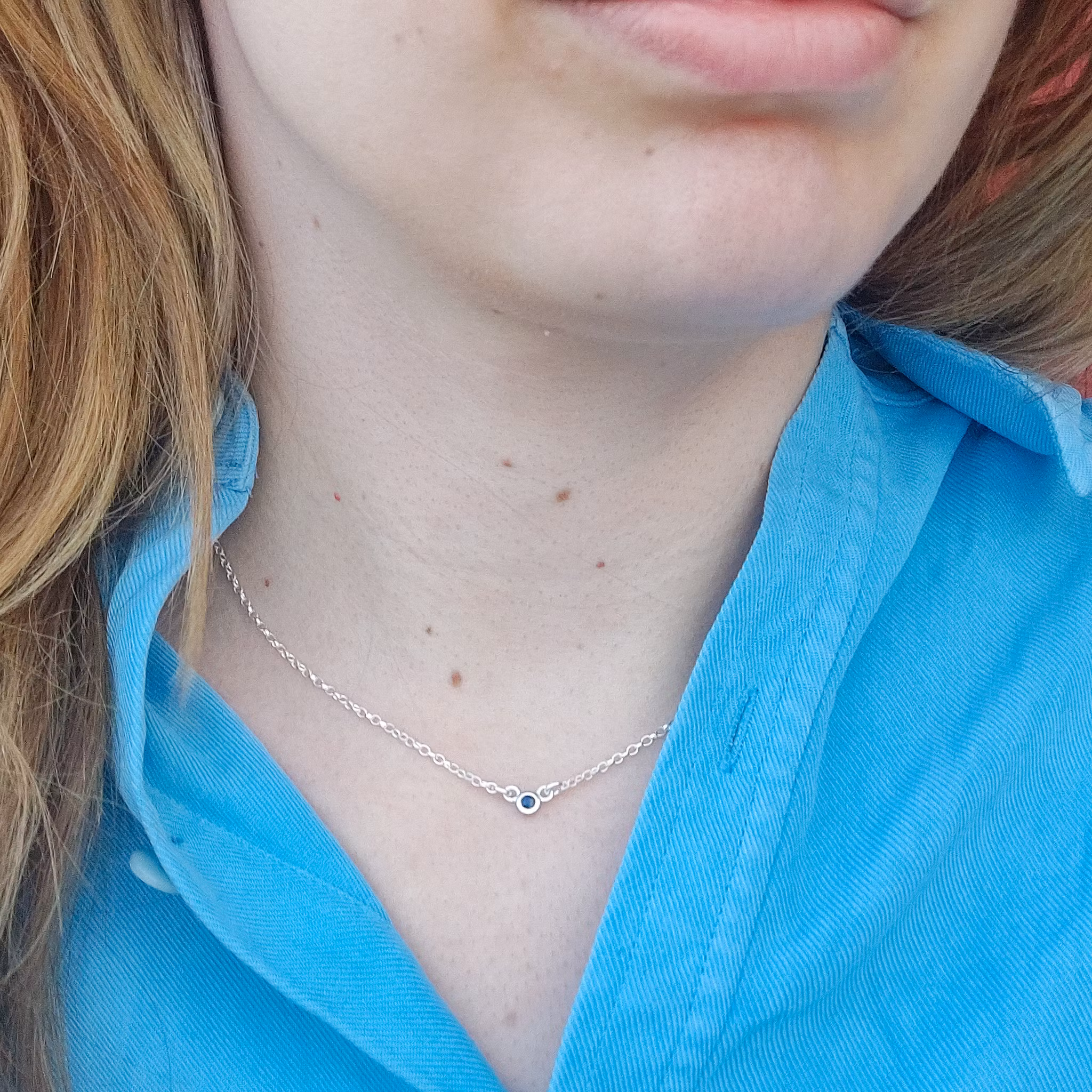 Halsband Safir Återvunnet Silver