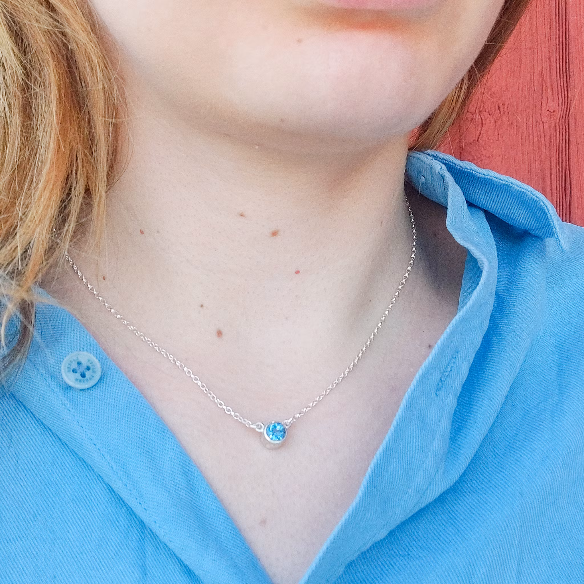 Halsband Topas Återvunnet Silver
