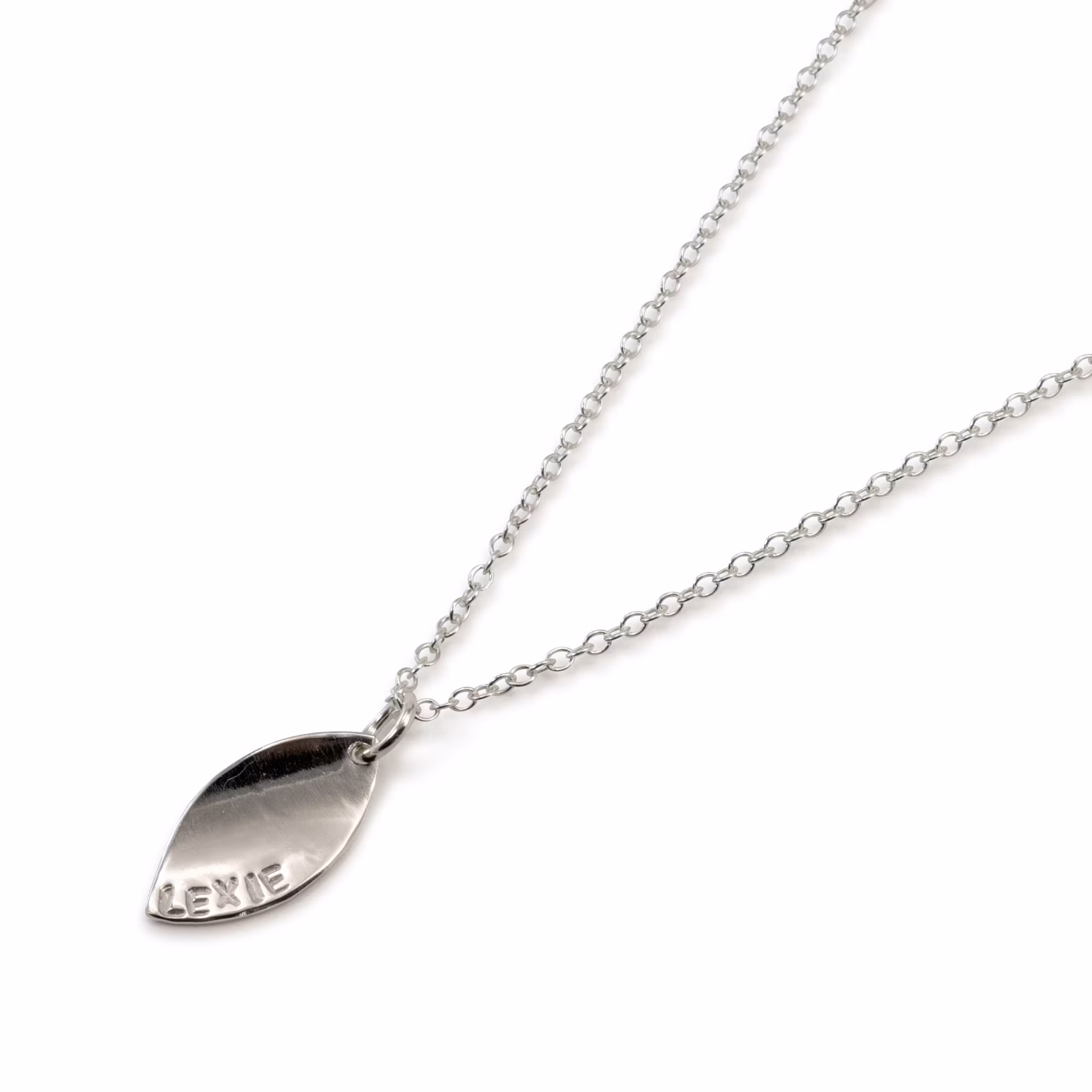 Handgjord Namnhalsband Personlig Text Återvunnet Silver