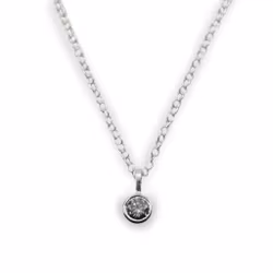 Moissanite Grå Berlock - Halsband i Återvunnet Silver