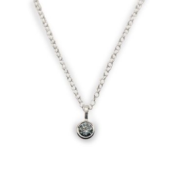 Moissanite Grå Berlock - Halsband i Återvunnet Silver