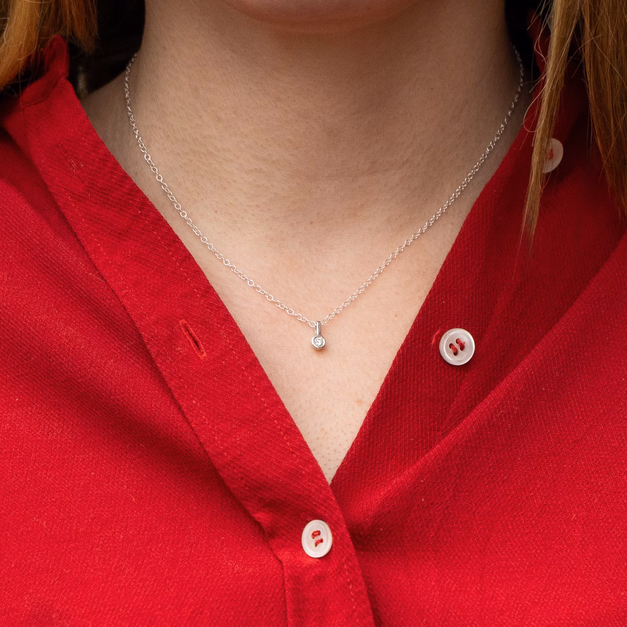 Diamant Berlock - Halsband i Återvunnet Silver