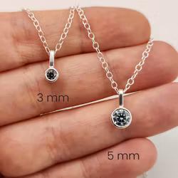 Moissanite Grå Berlock - Halsband i Återvunnet Silver