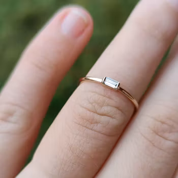 Baguette - Ring 18K Guld Labbodald Diamant