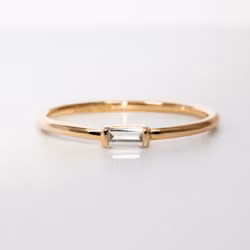 Baguette - Ring 18K Guld Labbodald Diamant