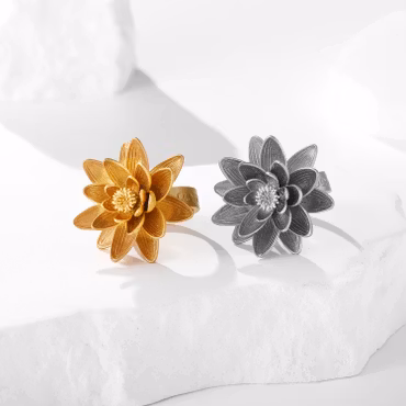 Steel Lotus Ring