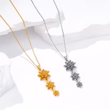 Steel Lotus Necklace