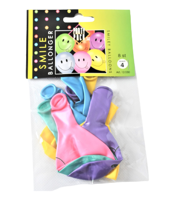 8 styken smiley ballonger i härliga färger