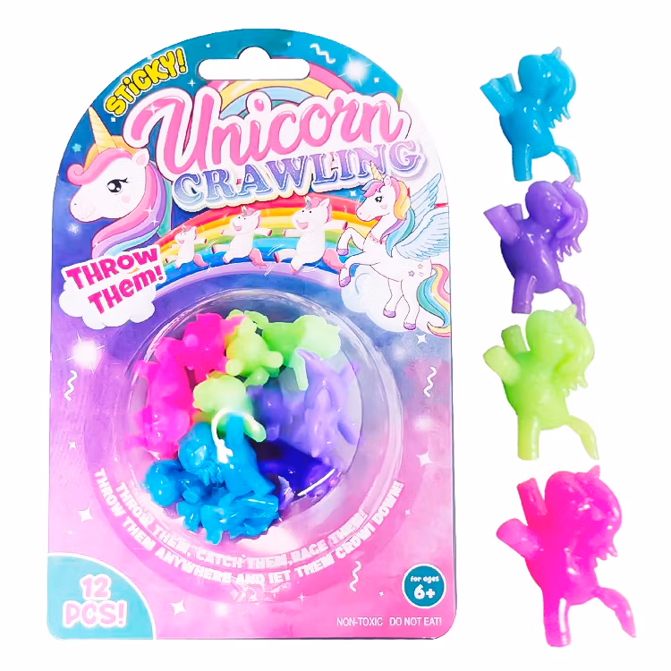 Super klibbiga små unicorns att kosta på blanka ytor, där dem fastnar och ramlar sedan ner roligt.