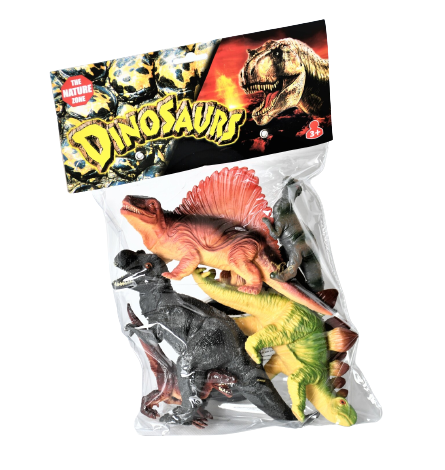 Påse med dinosaurier i hårdare plast