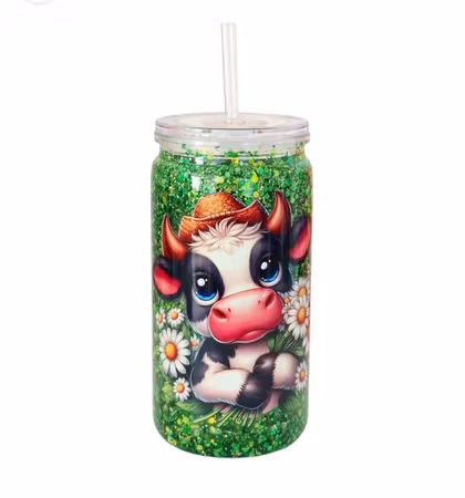 Glitter kopp - Ko Grön