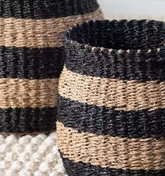 Prisa stripe korg S, sjögräs natur/svart