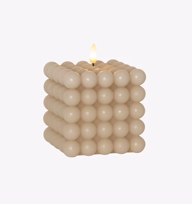 Blockljus LED flamme begie stor