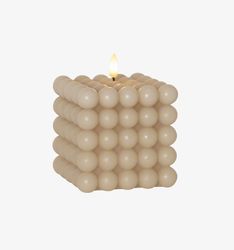 Blockljus LED flamme begie stor