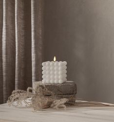 Blockljus LED Flamme vit stor