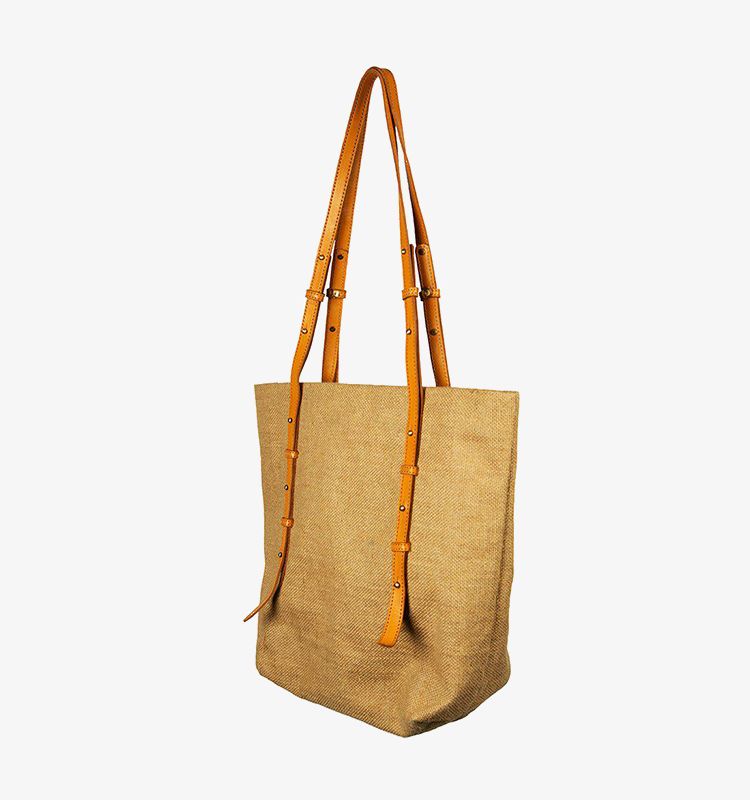 Jute Fässing Bag med läder band