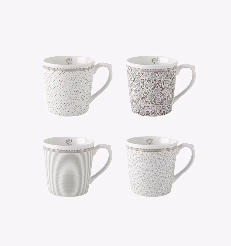 Laura Ashley Wild Clematris mugg 4 set mix i presentförpackning