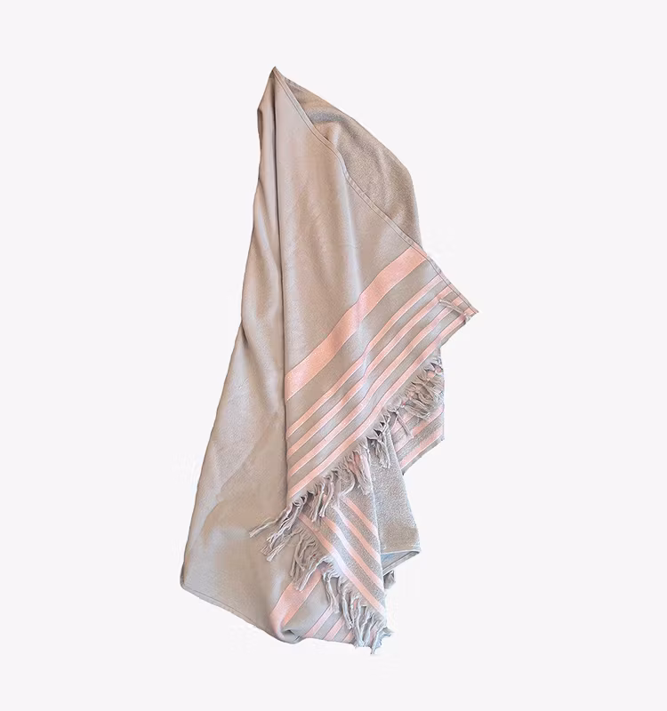 Hal handduk, bomull beige/rosa 100x150cm
