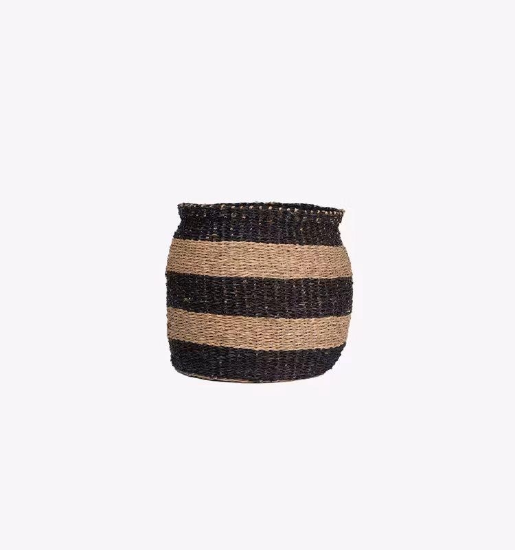 Prisa stripe korg S, sjögräs natur/svart