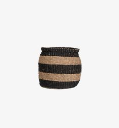 Prisa stripe korg S, sjögräs natur/svart