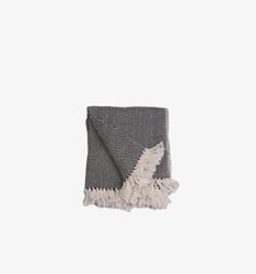 Ekel fiskben pläd, återv bomull sv/off-white