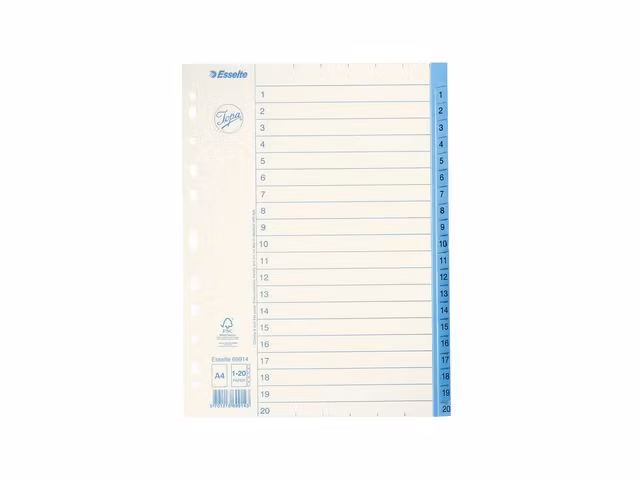 Pärmregister 1-20 papper Jopa 10st