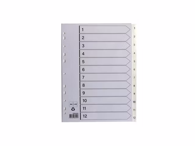 Pärmregister plast vit 1-12