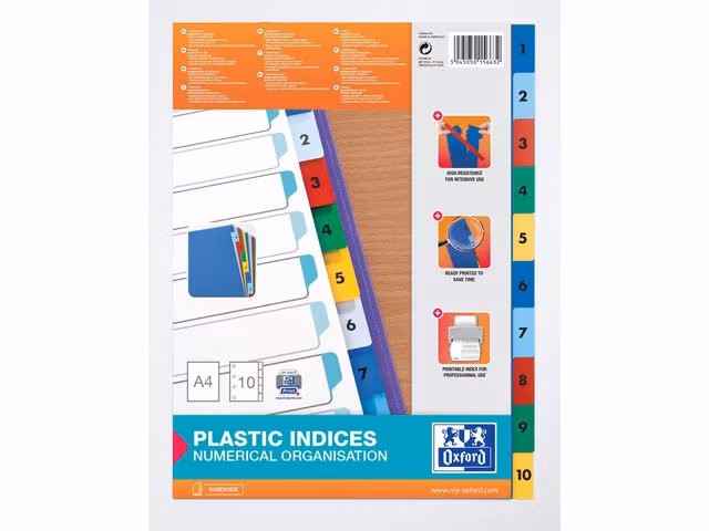 Pärmregister 1-10 plast Elba olikfärgade flikar