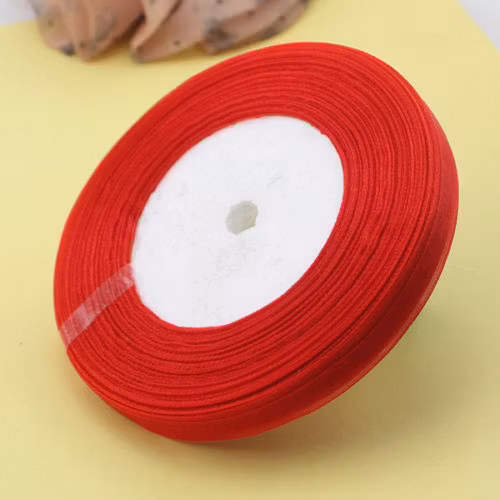 Organza band 1 cm röd